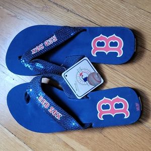 MLB Red Sox Women's Sequin Flip Flops 9-10